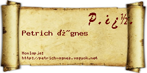Petrich Ágnes névjegykártya