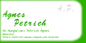 agnes petrich business card