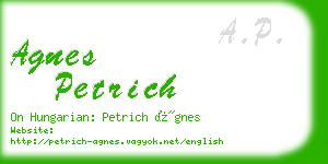 agnes petrich business card